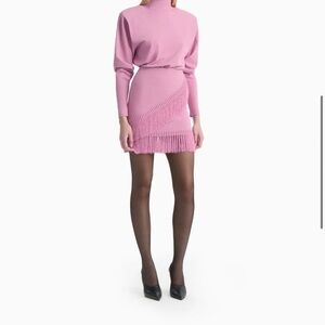 KIM fringe mini skirt in dusty rose